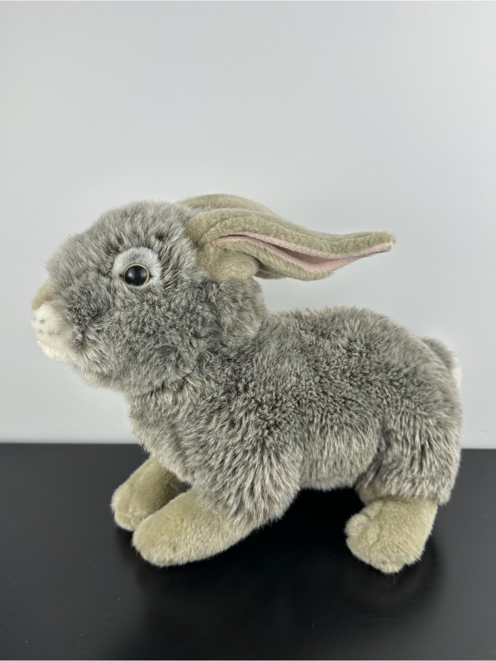 Lelly Venturelli Rare Brandy Rabbit 11” Realistic Gray White Pink Bunny Plush